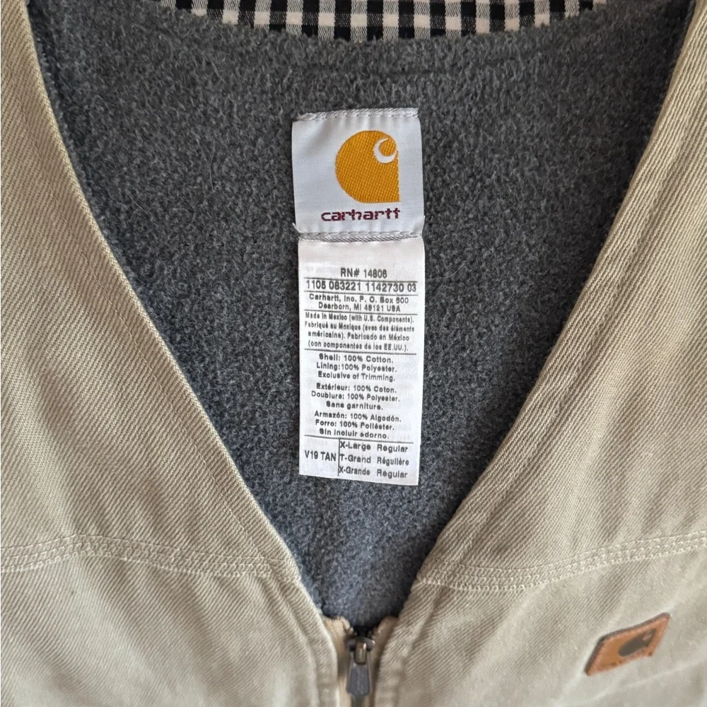 Vintage Y2K Carhartt Sherpa Lined Canvas Zip Vest Size XL